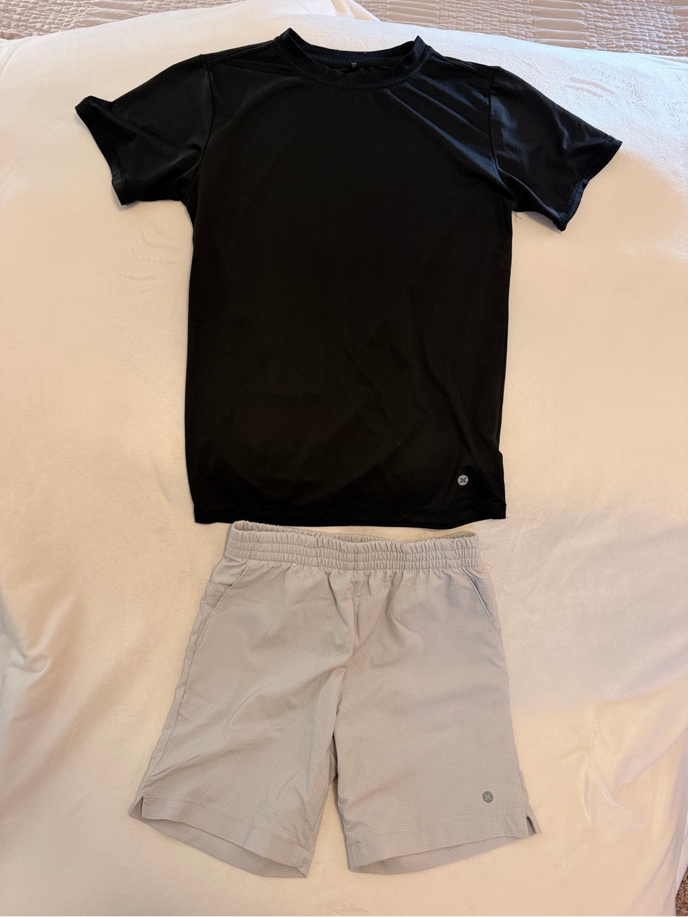 Kids Rebook Active Mesh Shorts with black dri-fit top